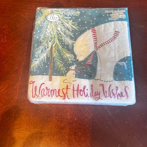 IHR Christmas Paper Napkins Set Of 20 3-Ply Polar Bear & Deer Designs - Picture 4 of 7